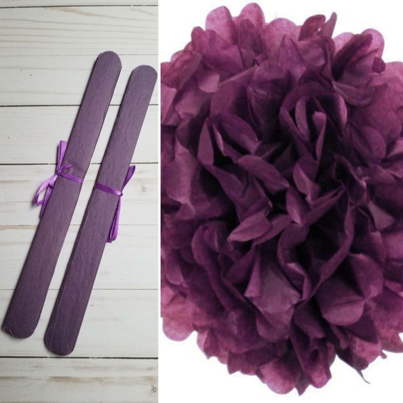 2/$22 NWOT Purple Tissue Pom Pom Tissue Decorations - Picture 6 of 7